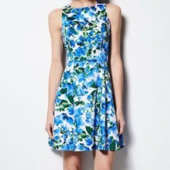 Milly Watercolor Floral Fit & Flare Dress - Picture 1 of 6